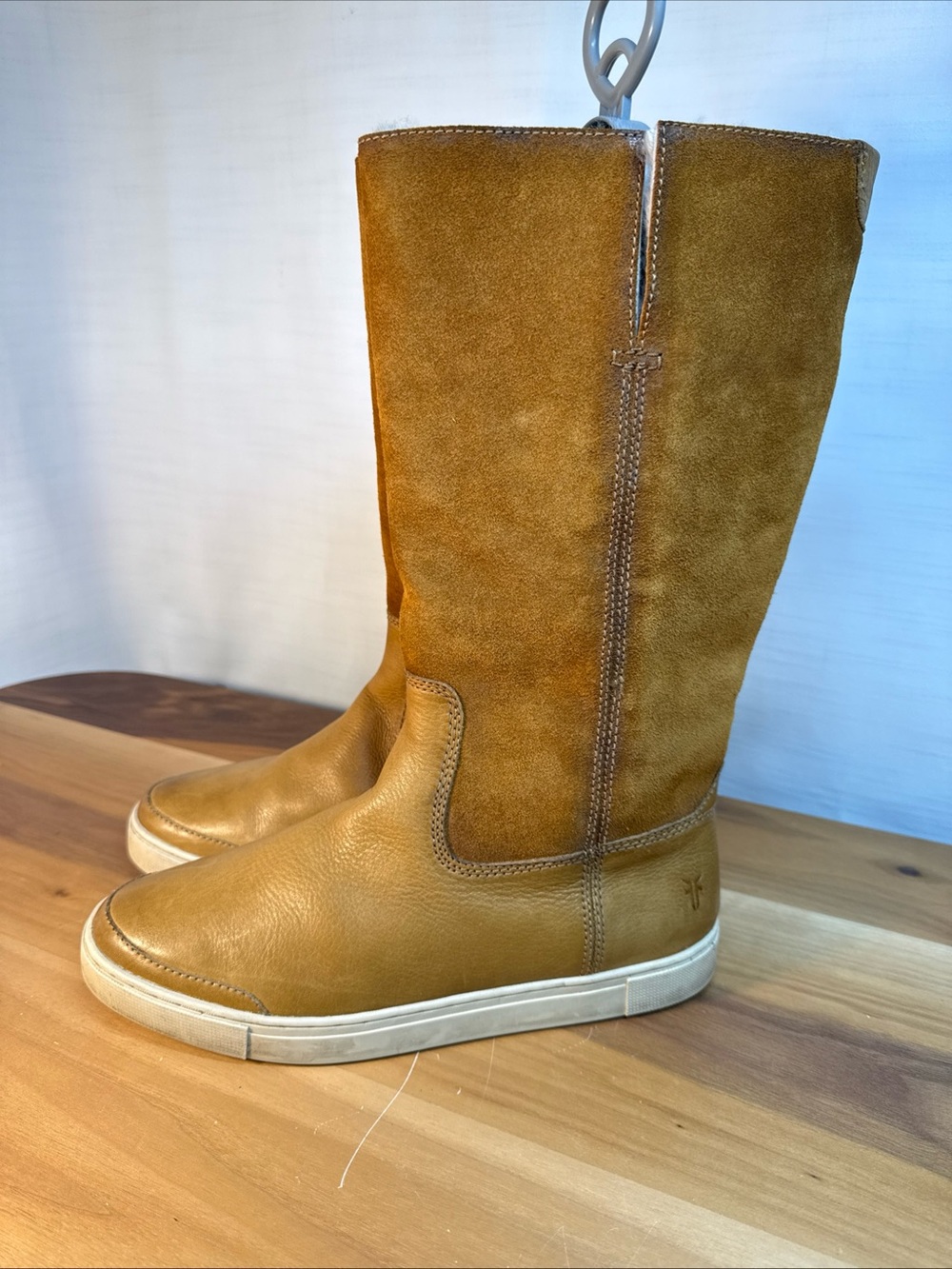 Frye Gemma Tall Shearling Winter Boots Women’s Sz 9M Cognac Brown Suede Leather